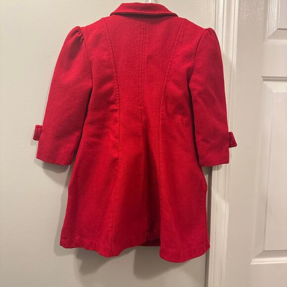 Nataly Girls Red Lana Wool Peacoat. Size 4. Double Breasted Pockets Lined *Read - Picture 3 of 13